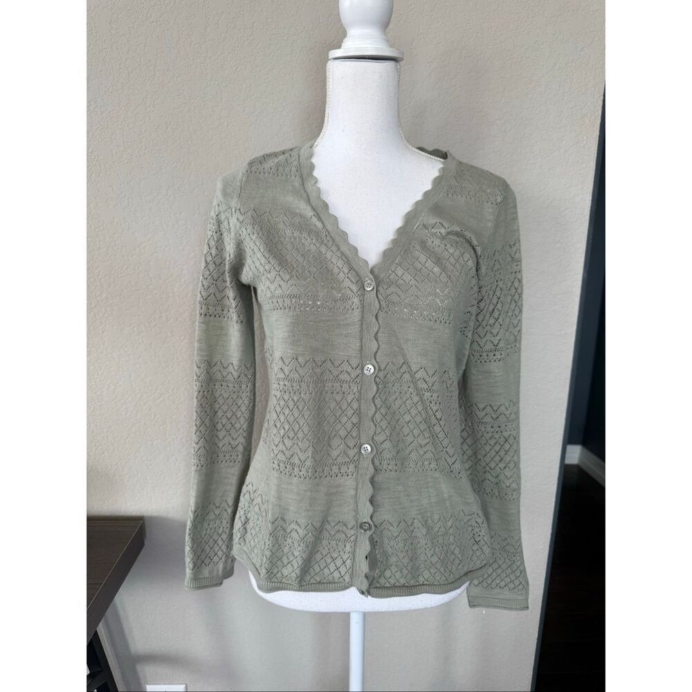 Frye 100% Cotton Sage Green Cardigan Sweater Small